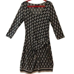 MAX Edition Black Print polyester Spandex Dress Scoop Neck Drop Waist large